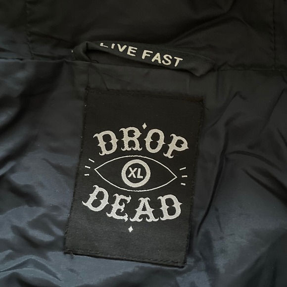 DROP DEAD Clothing XL Alaska Jacket Colorblock Hooded Full Zip, creme/navy parka - Picture 3 of 6